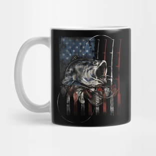 Fishing American Flag Vintage Usa Bass Fisherman Gift Mug